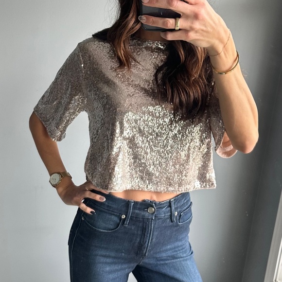 H&M champagne sequin crop top - Picture 3 of 11